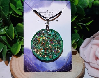 Holographic resin necklace pendant