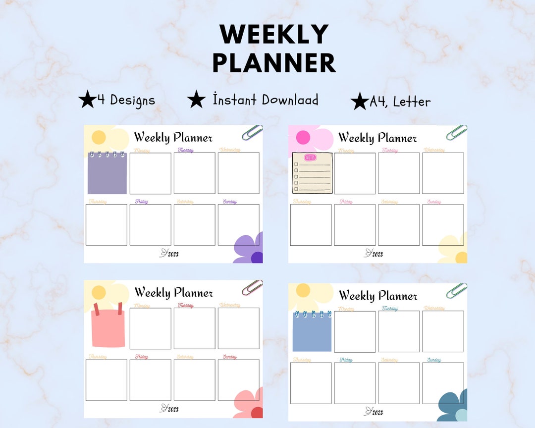 Colorful Digital Weekly Planner for Organized Days Printable Etsy