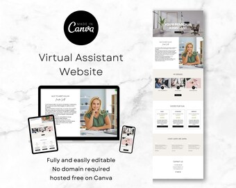Modèle de site Web Canva, site Web d'assistant virtuel, site Web va, site Web Canva, modèle de site Web, site Web de pigiste