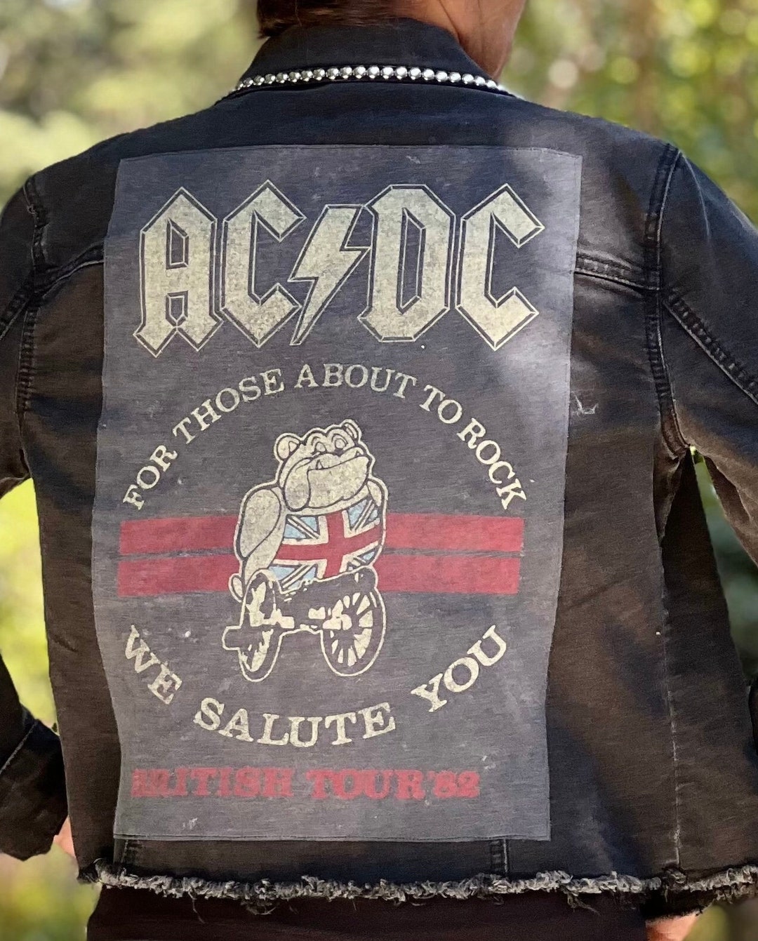 AC/DC British Tour '82 Denim Jacket: Studded & Cropped (l-xl) - Etsy
