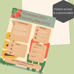 Editable Teacher Newsletter Teacher Newsletter Template Newsletter Template Editable Classroom Newsletter School Newsletter Template