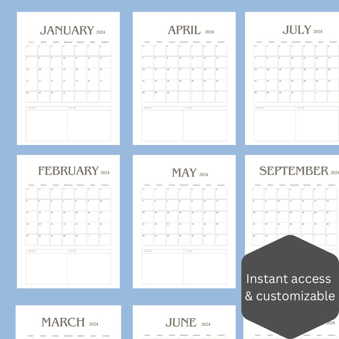 2024 Monthly Calendar Vertical Printable Calendar Template Minimalist 2024 Monthly Calendar Vertical Printable Calendar Template Minimalist