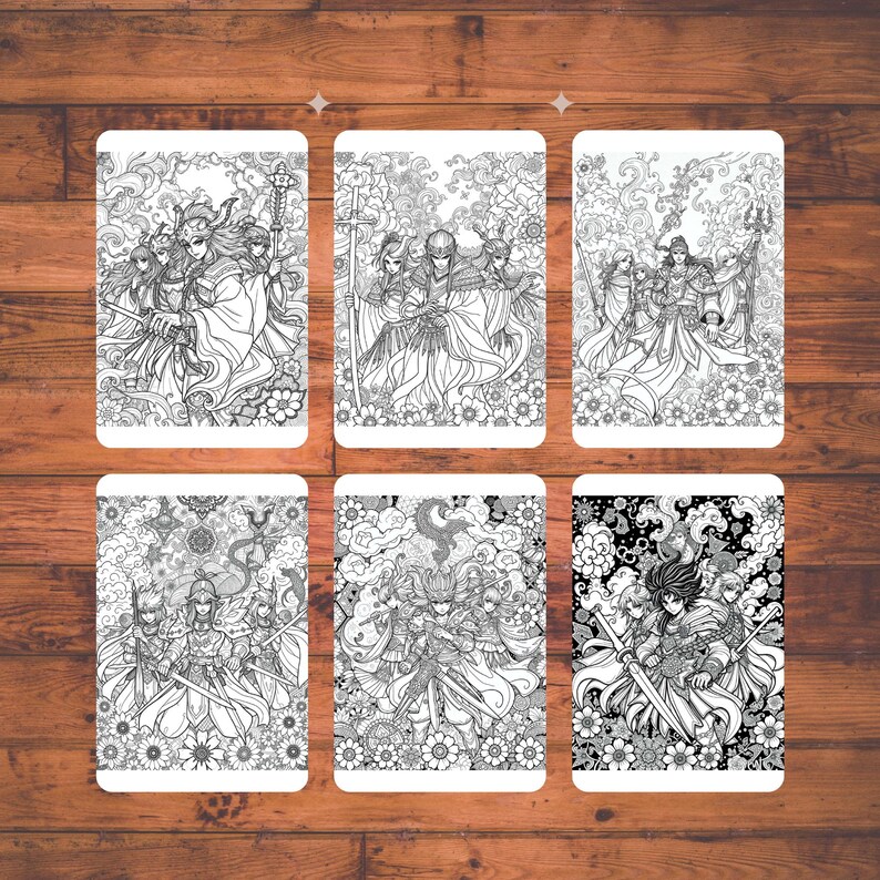 50 Anime Warrior Coloring Pages | Samurai Fantasy Art (PDF) - Etsy
