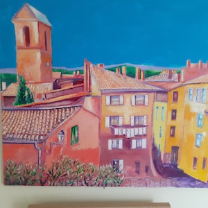 Burgundy Village Buildings.  Original oil painting.