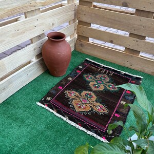 2x2 Bathroom Rug, 2x2 Mini Rug, Turkish Small Rug, Vintage Small Rug, Anatolian Rug, Turkish Mini Rug, 2x2 Door Mat Rug, Oushak Small Rug