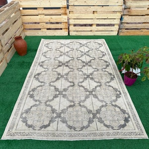 5x8 Kitchen Rug, Handmade Wool Rug, Antique Vintage Rug, 5x8 Neutral Rug, Oversize Turkish Rug, Unique Area Rug, Old Oushak Rug, Boho Rug