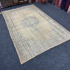 Antique Oushak Rug 6x9 Neutral Hand Woven Rug, Oversize Living Room Rug, Handmade Turkish Rug, Vintage Soft Rug, Faded Rug, Bedroom Rug, Rug