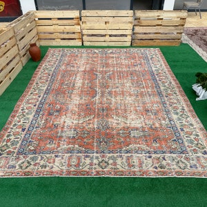 Oriental Turkish Rug, 9x12 Antique Rug, Oversize Vintage Rug, Large Wool Rug, 9x12 Oushak Rug, Dining Room Rug, Living Room Rug, 9x12 Rug