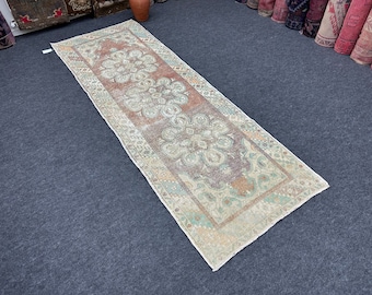 Vintage Türkischer Oushak Teppichläufer, 100x220 Wollteppich