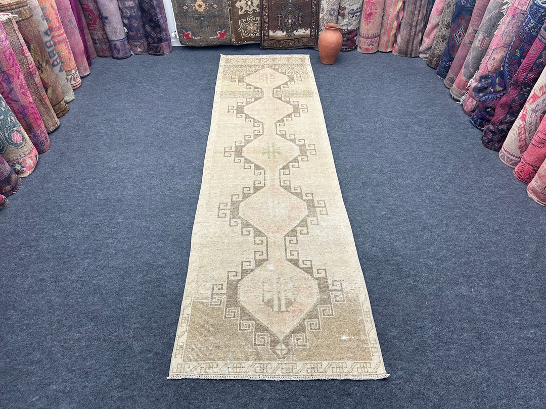 Neutral Hallway Rug, 3x11 Vintage Kitchen Rug, 3x11 Turkish Wool Runner ...