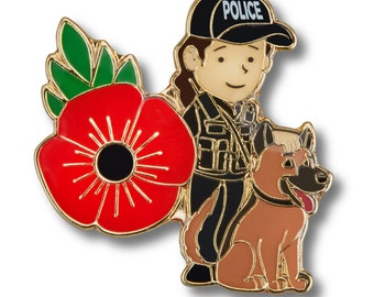 Police Dog Handler (Female) Poppy Pin Badge