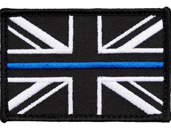 Dunne blauwe lijn klittenbandpatch - 3 maten