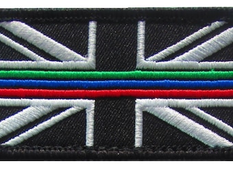 Triple Thin Blue, Green, Red Line Velcro Patch for Emergency Services - 2 sizes