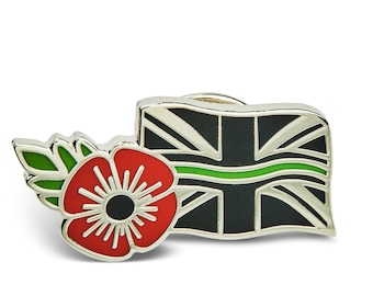 Dünne grüne Linie Mohn Pin Anstecker