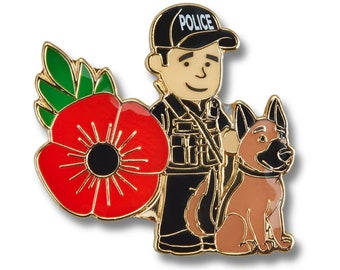 Police Dog Handler (Male) Poppy Pin Badge