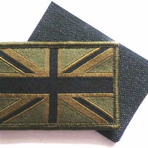 Gb Union Jack Patch Velcro® Backed Ubac Army Olive Military Flag Badge Uk Force