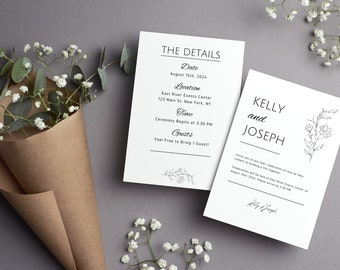 Minimalist Wedding Invitation Template, Modern Wedding Invite, Editable Template, Instant Download - MMWI1