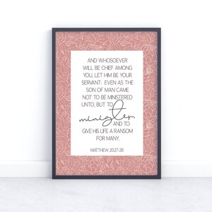 Matthew 20:28 Wall Art | Digital Download | LDS Service Missionary Printable | Inspirational Latter-day Saint Decor