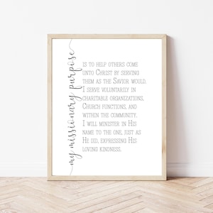 LDS Service Missionary Purpose Wall Art | Digital Download | Latter-day Saint Printable Decor | Inspirational Missionary Quote | LDS Gift