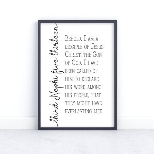 LDS Youth Theme 2024 I'm a Disciple of Jesus Christ | 3 Nephi 5:13 Art Print | Missionary Digital Download | Home MTC