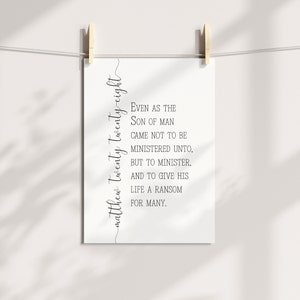 Matthew 20:28 Wall Art | Digital Download | LDS Service Missionary Printable | Inspirational Latter-day Saint Decor