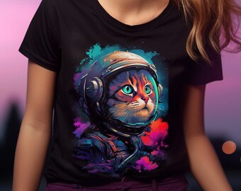 Astro Cat Unisex T-Shirt - Astronaut Cat Short Sleeve Shirt for Feline Forerunners