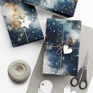 Icy Galaxy Gift Wrap - Cosmic Space Galaxy Wrapping Paper for Birthdays, Christmas, Gift Giving in Matte or Satin Paper Finish