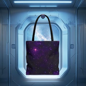 Void Star Space Tote Bag - Purple Galaxy-Print Space Themed Reusable Shopping Bag, Beach Bag, Summer Tote, Gift for Space Lovers, Space Goth