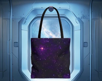 Void Star Space Tote Bag - Purple Galaxy-Print Space Themed Reusable Shopping Bag, Beach Bag, Summer Tote, Gift for Space Lovers, Space Goth