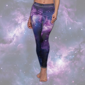 Cosmic Cloudscape Women&#39;s All-Over Print Casual Leggings - Galaxy-Print Leggings Spandex Yoga Pants Bottoms for Cosmic Queens