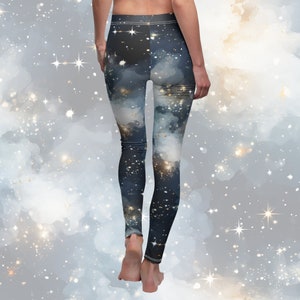 Icy Galaxy Women&#39;s All-Over Print Leggings - Galaxy-Print Space Star Cosmic Casual Leggings Yoga Pants Bottoms for Cosmic Queens