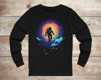 Astro Drifting Jersey Long Sleeve Tee - Futuristic Astronaut Astronomy Sci-Fi Space Long Sleeve Shirt Gift for Space Lovers