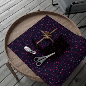Pink Stars Gift Wrap - Cosmic Space Galaxy Wrapping Paper for Birthdays, Christmas, Gift Giving in Matte or Satin Paper Finish
