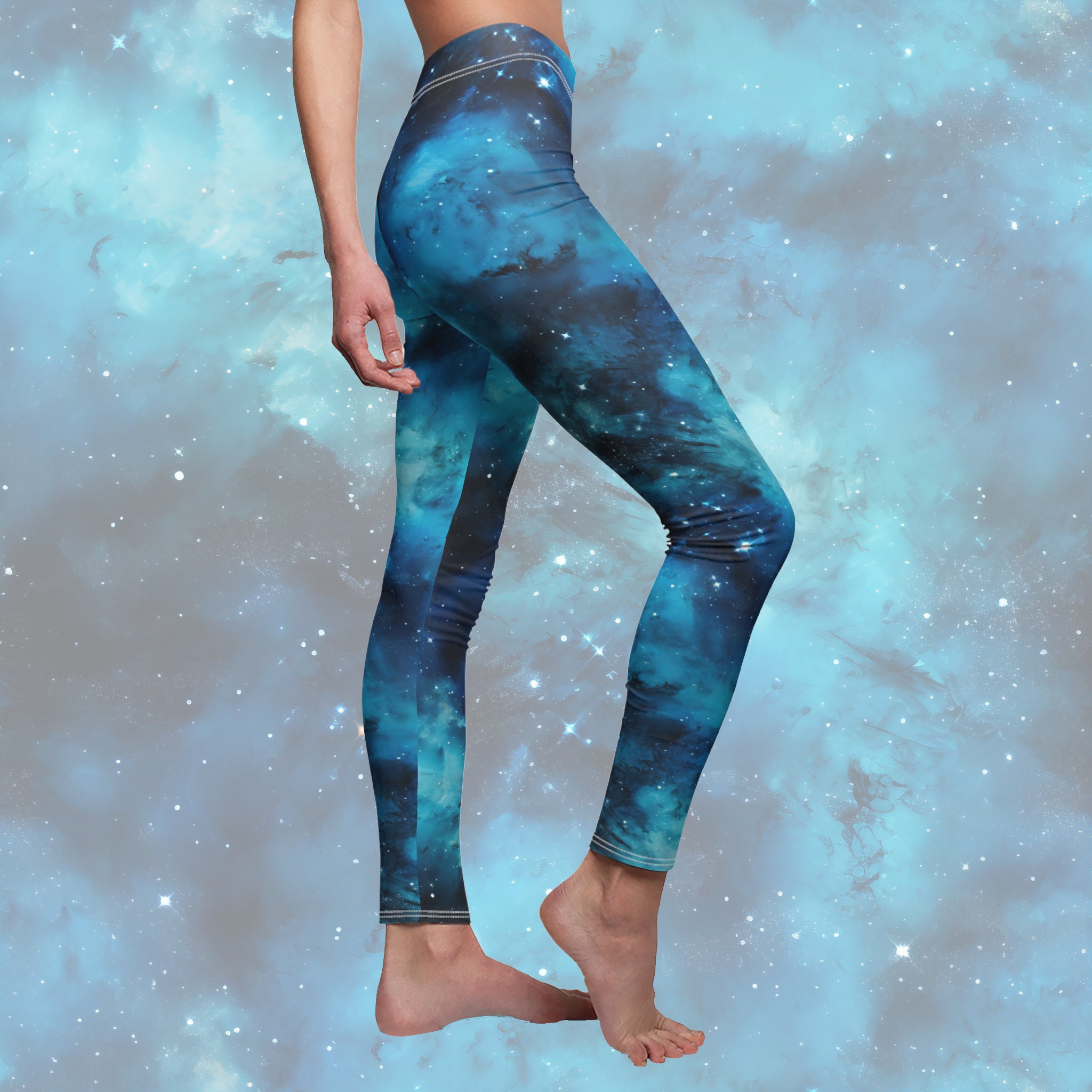 Cerulean Starscape Women's All-over Print Casual Leggings Galaxy-print  Leggings Spandex Yoga Pants Bottoms for Cosmic Queens 