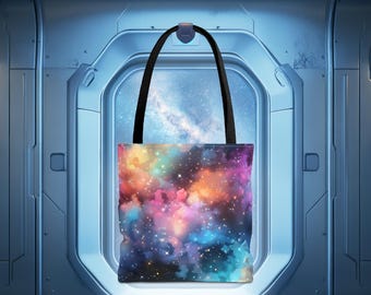 Ethereal Stars Tote Bag - Galaxy Space Universe Starry Night Carryall, Shoulder Bag, Reusable Shopping Tote, Beach Bag, Gift for Astronomy
