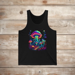Trippy Mushroom Forest Unisex Tank Top -  Trippy Mushroom Shirt, UV Poster Shirt, Festival Shirt, EDM Shirt, Rave Shirt, Concert Shirt