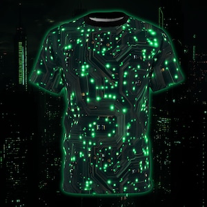 Cyber Circuits Unisex T-Shirt - Cyberpunk Shirt, Dystopian Fashion, Hi-Tech Shirt, Futuristic Techwear, Hacker Accessories, Raver Gifts