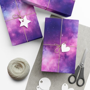 Soft Purple Nebula Gift Wrap - Cosmic Space Galaxy Wrapping Paper for Birthdays, Christmas, Gift Giving in Matte or Satin Paper Finish