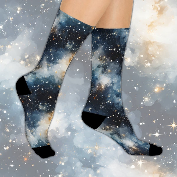 Chaussettes rembourrées Icy Galaxy – Cadeau de chaussettes Celestial Galaxy Deep Space (convient aux femmes de taille US 5 – pour hommes de taille US 12)