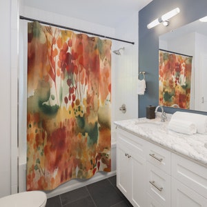 Colors of Autumn 71 x 74 Polyester Shower Curtain Bathroom Decor for Housewarming Gift, Personal Use, Fall Home Decor