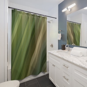 Shades of Green 71 x 74 Polyester Shower Curtain Bathroom Decor for Housewarming Gift, Personal Use, Home Decor