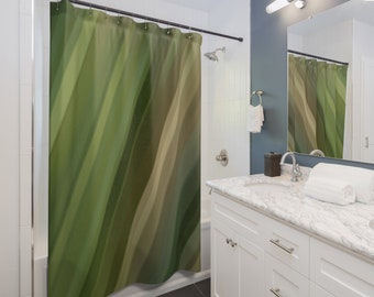 Shades of Green, Brown and Tan  71 x 74 Polyester Shower Curtain Bathroom Decor for Housewarming Gift, Personal Use, Home Decor