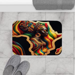 African American Woman Bath Mat for Home and Bathroom Decor, Black History, Black Pride, Black Culture