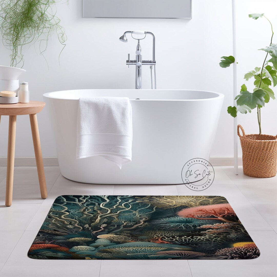 Underwater Coral Bathroom 24 X 14 Bath Mat for Home Decor Etsy