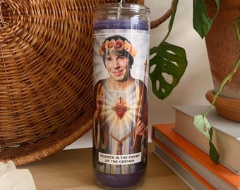 Saint Brian Cox Prayer Candle: Scented Vegan Soy Wax, Handmade