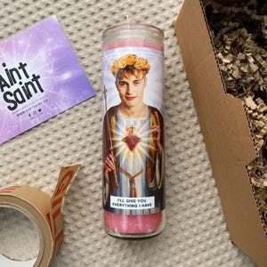 Saint Sam Fender Prayer Candle: Scented Vegan Soy Wax, Handmade