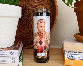 Saint Bruce Willis Prayer Candle: Scented Vegan Soy Wax, Handmade