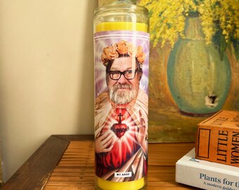 Vela de oración de San Jim Royle: cera de soja vegana perfumada, 120 horas de duración
