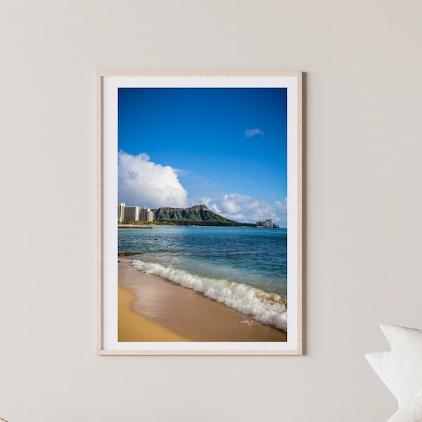 Diamond Head Hawaii Fine Art Photography, Waikiki Beach Oahu Print, Hawaiian Coast Wall Art