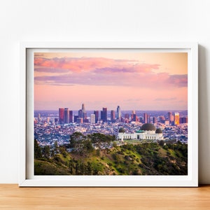 Griffith Park Observatory Sunset Fine Art Print, Downtown Los Angeles Photography, Cityscape Wall Decor